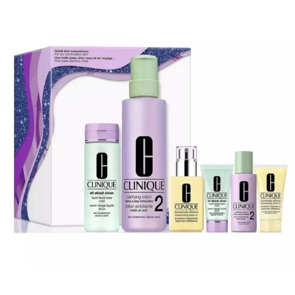 NWT CLINIQUE 2 Great Skin Everywhere For Dry Combination Skin 6 Piece Set